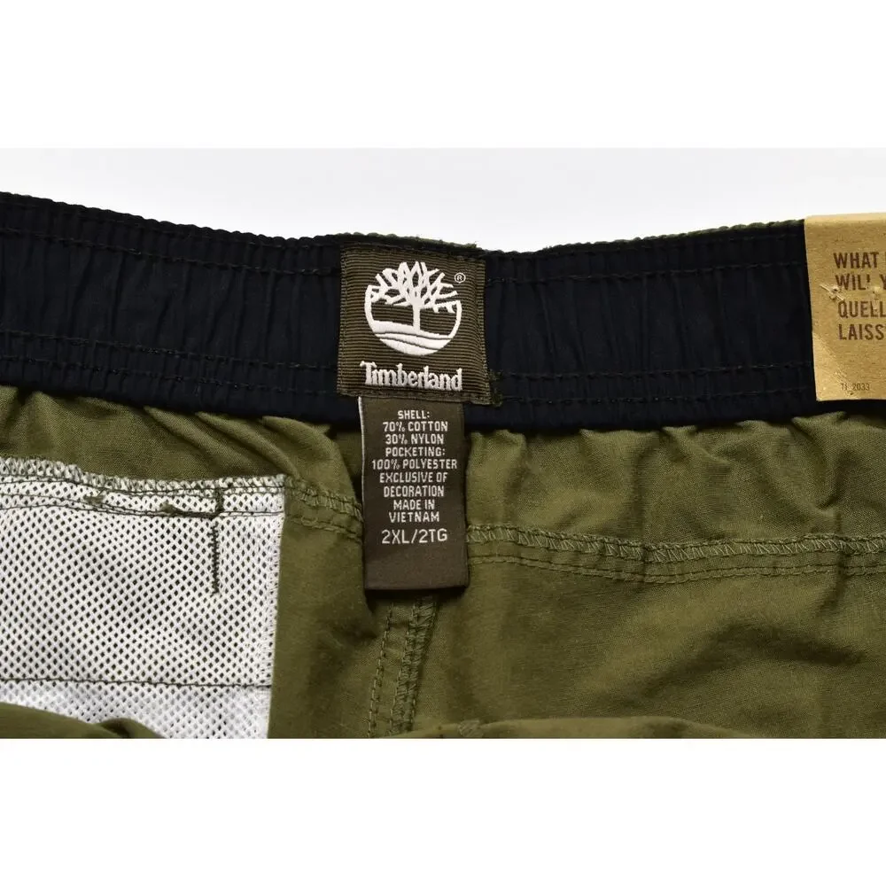 Timberland Men's XXL Green Cargo Shorts Cotton Blend Belted Utility Gorpcore NEW